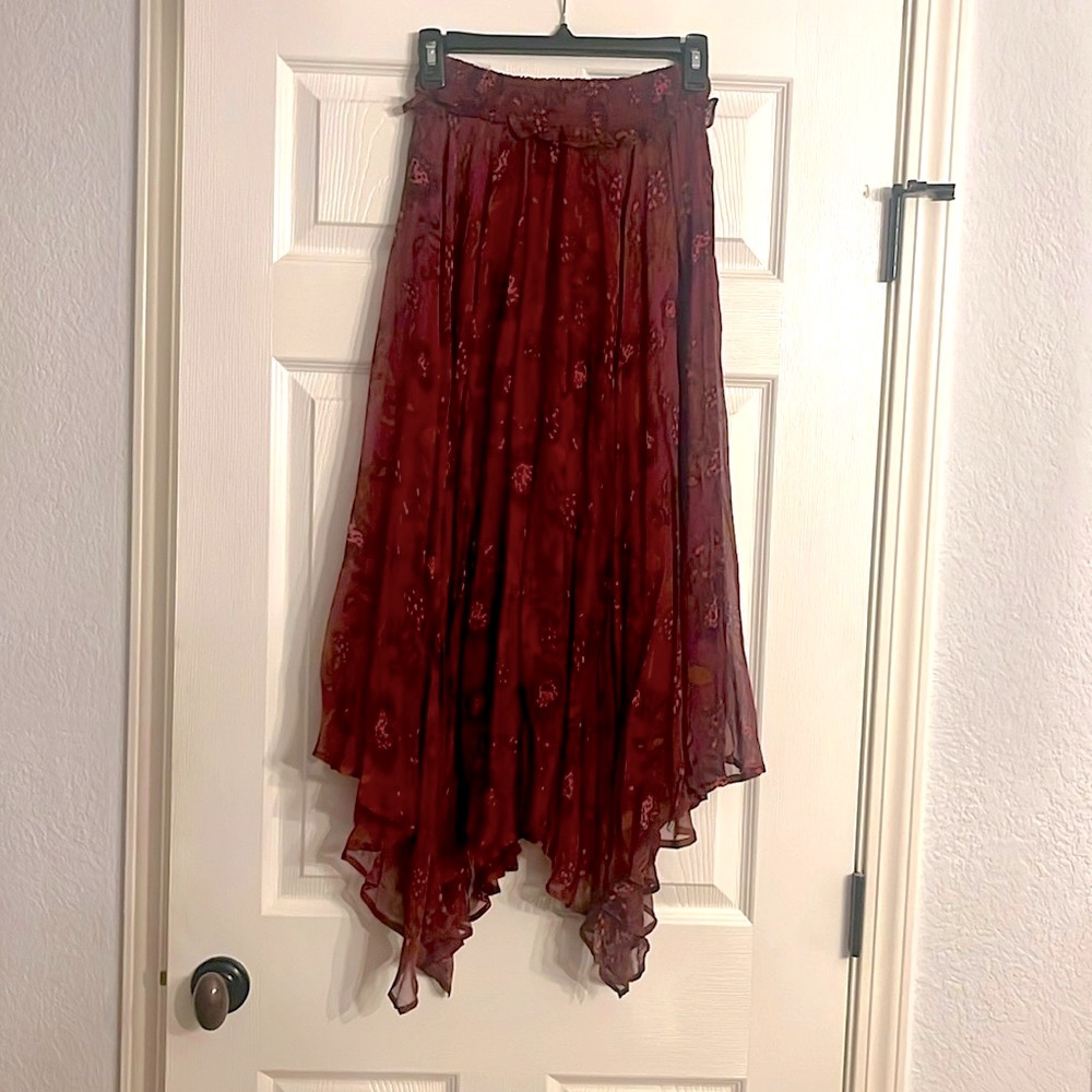 Cleobella ruby, colored high low hem midi skirt